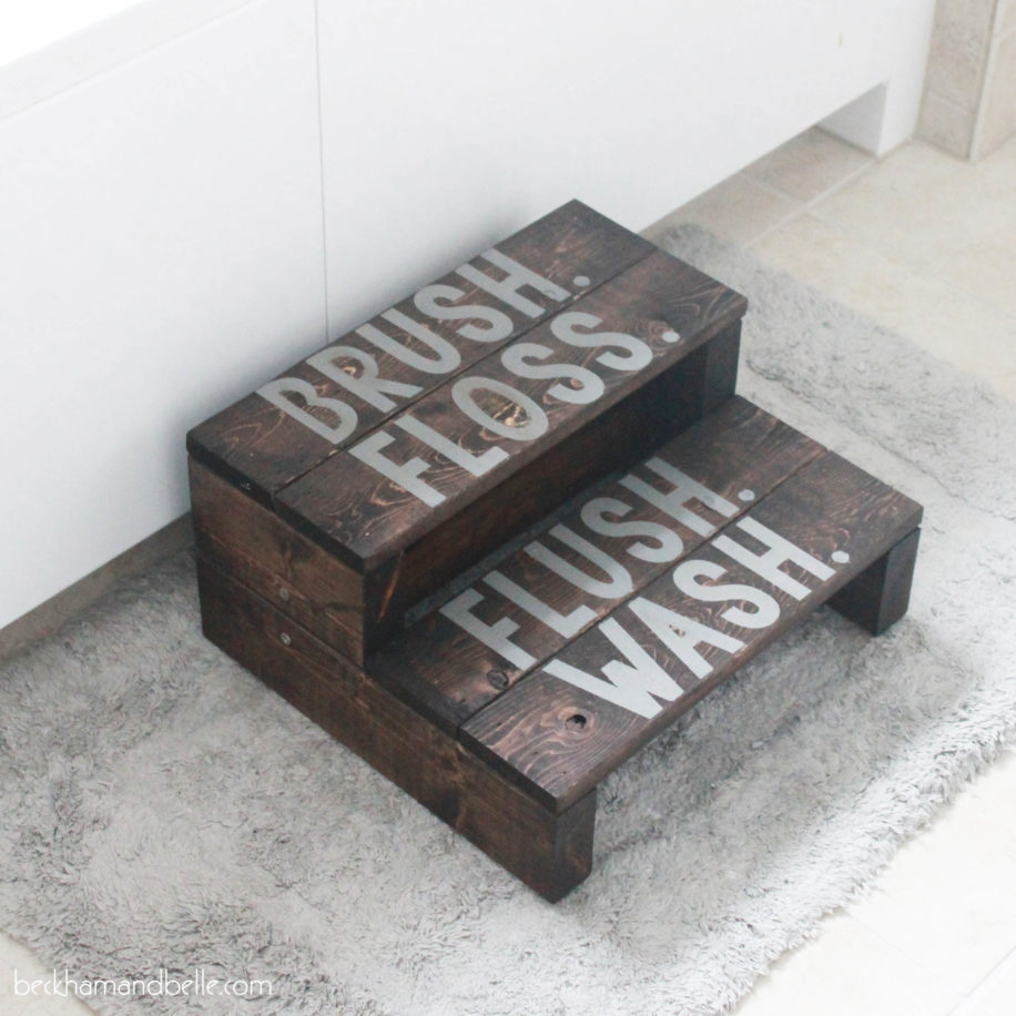 2x4 wooden bathroom step stool