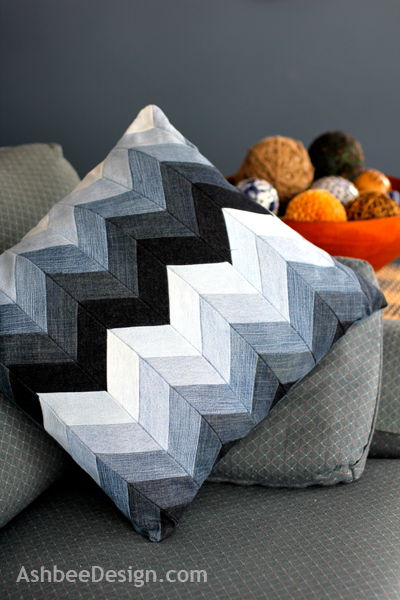 Chevron Denim Pillow