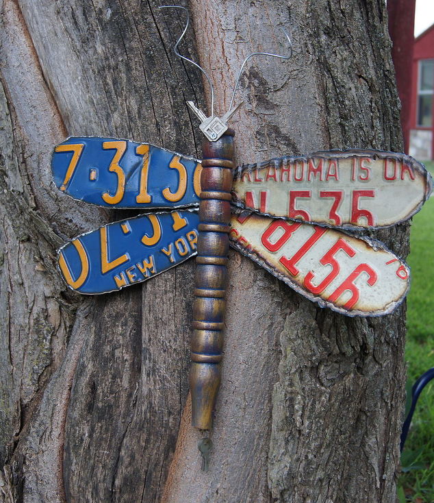 Dragonfly Made From Discarded License Plates