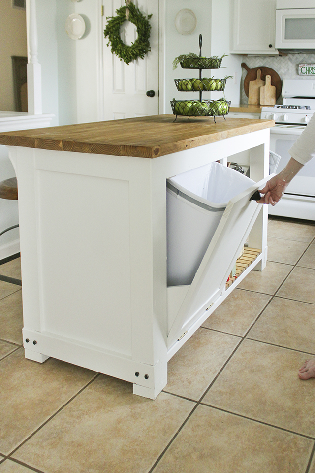 Kitchen Island with Trash Storage