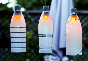 Outdoor Party Lights out of Old Bottles