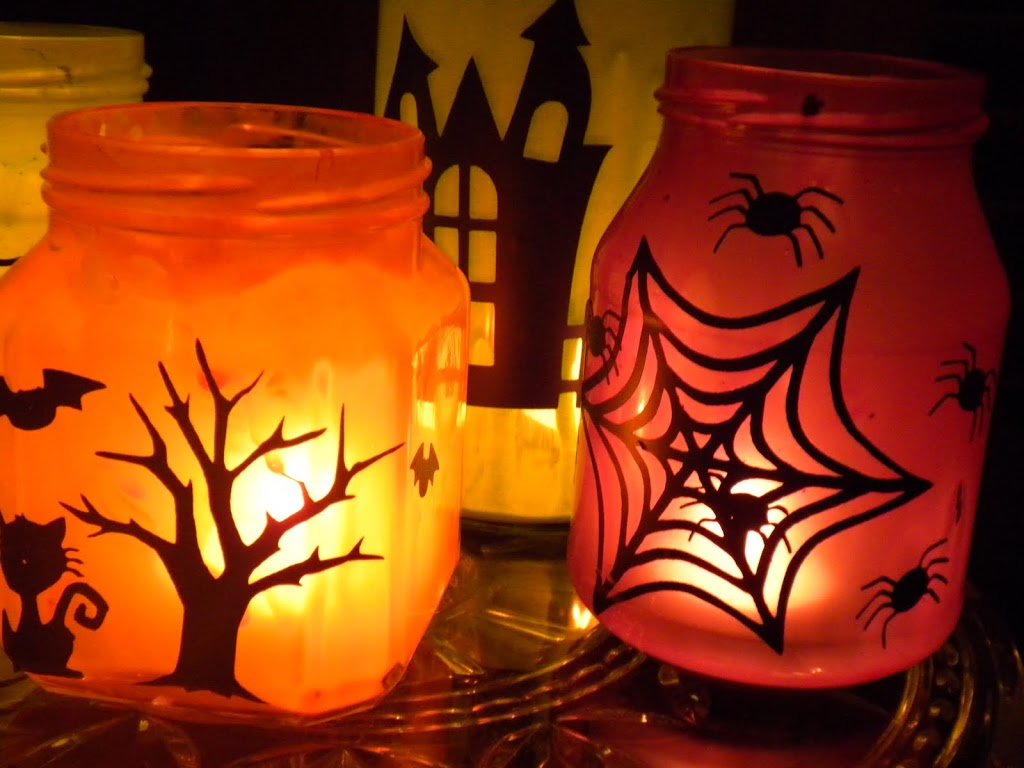 Painted Halloween Jar Candles