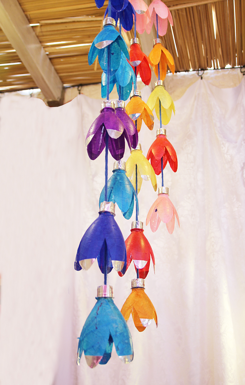 Recycled Bottle Flower Rainbow Mobile