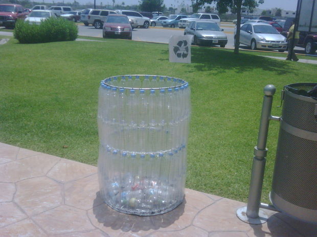 Trash Can Made of Plastic Bottles