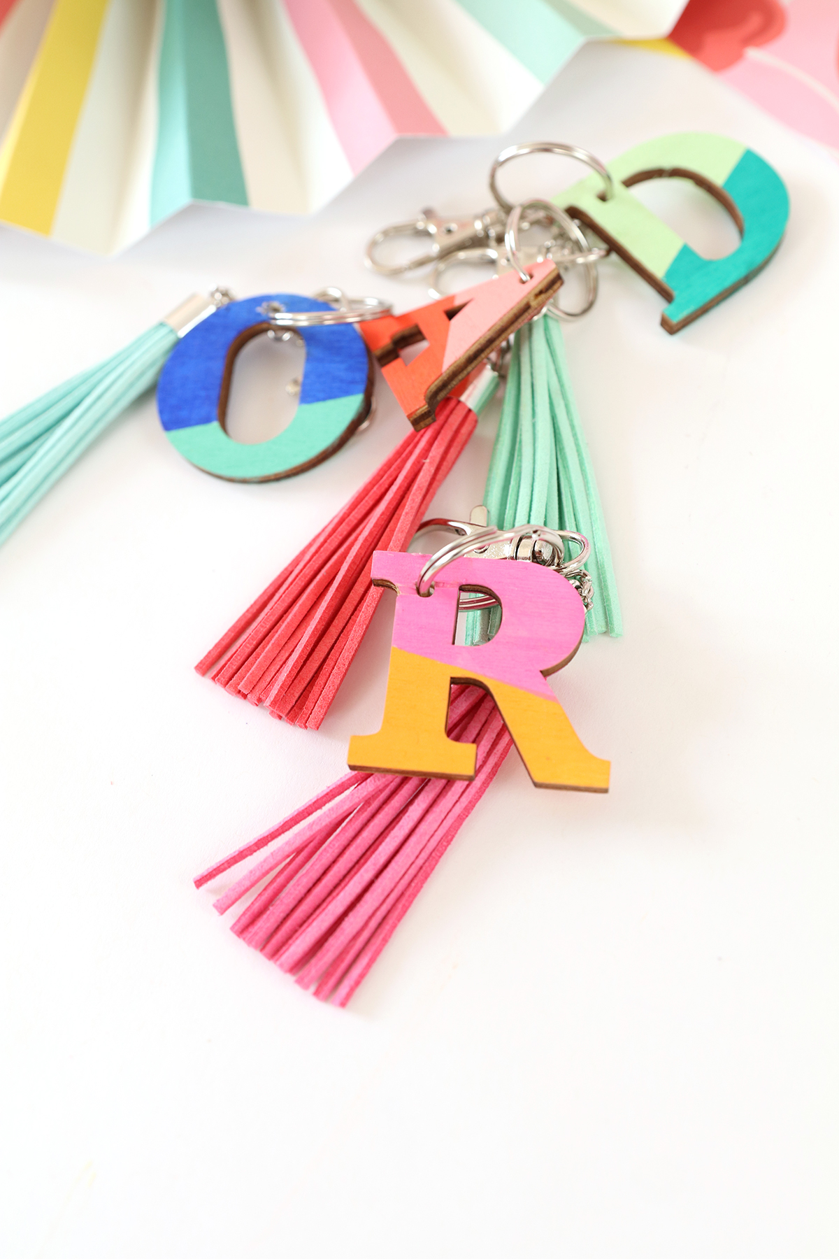 Wood Monogram Keychains