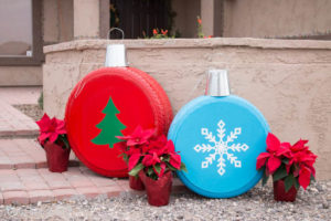 Giant Christmas Ornaments From Old Tires