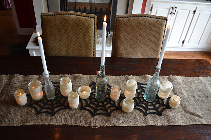 Glass and Candle Halloween Centerpiece