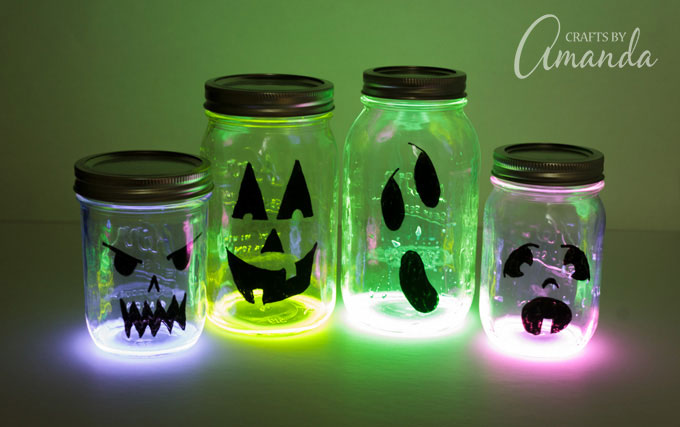 Glowing Jack O Lantern Jars
