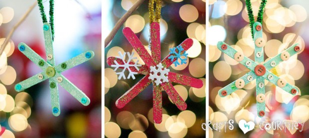 Popsicle Stick Snowflake Ornaments