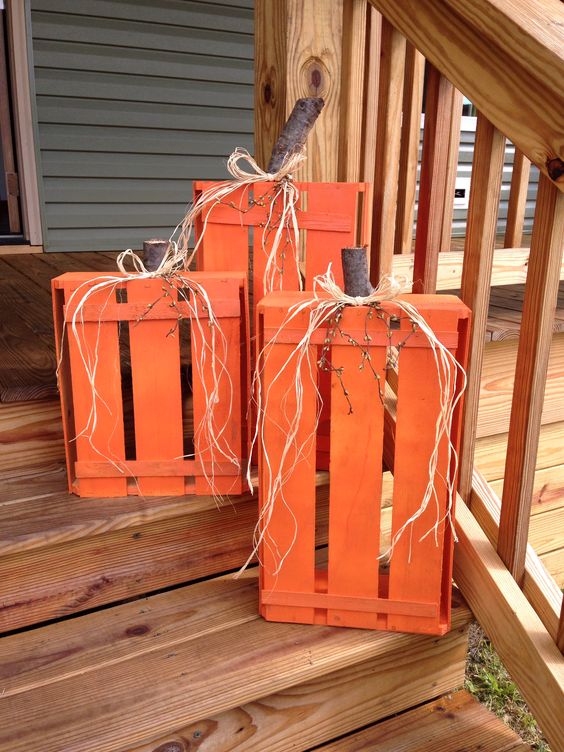 Wood Crate Pumpkins