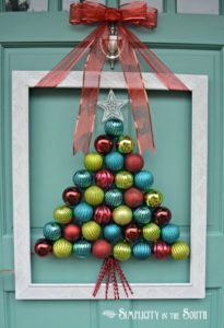 Framed Christmas Tree Ornament Wreath
