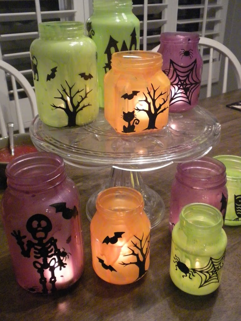 Painted Halloween Jar Candles