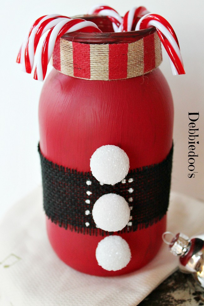 Santa Painted Mason Jar