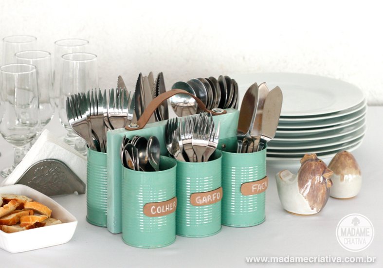 Tin Can Kitchen Cutlery Holder