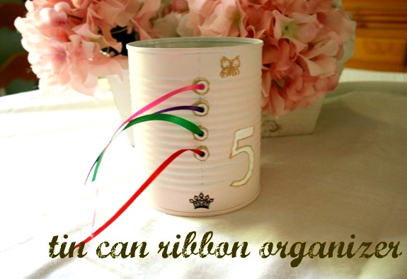 Tin Can Ribbon Organizer