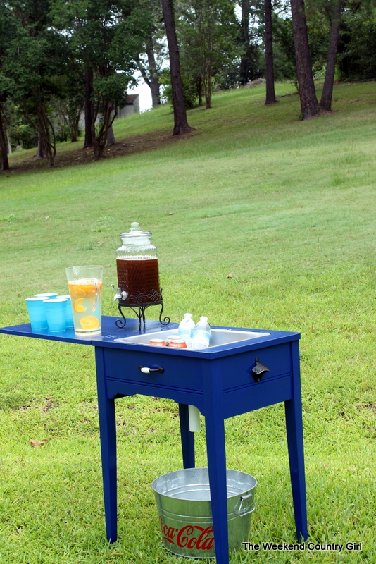 Sewing Table Turned Drink Station