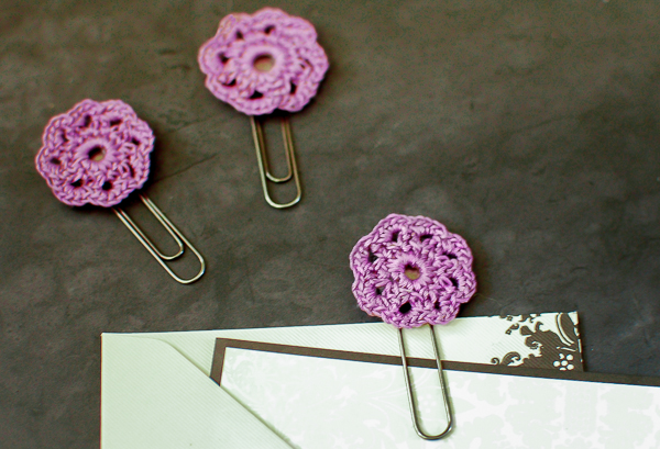 Crochet Flower Paper Clips