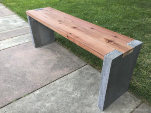 Modern Concrete and Redwood Bench