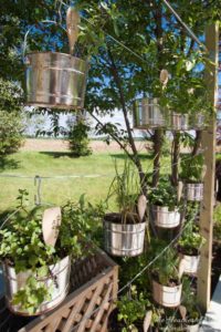 Galvanized Wire and Buckets Vertical Garden