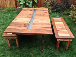 Reclaimed Wood Flat-Pack Picnic Table With Planter