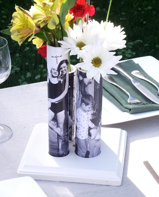 photo vases from PVC pipe