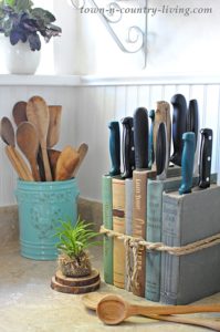 Old Books Into Knife Holder