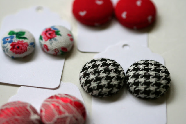 Fabric Button Earrings