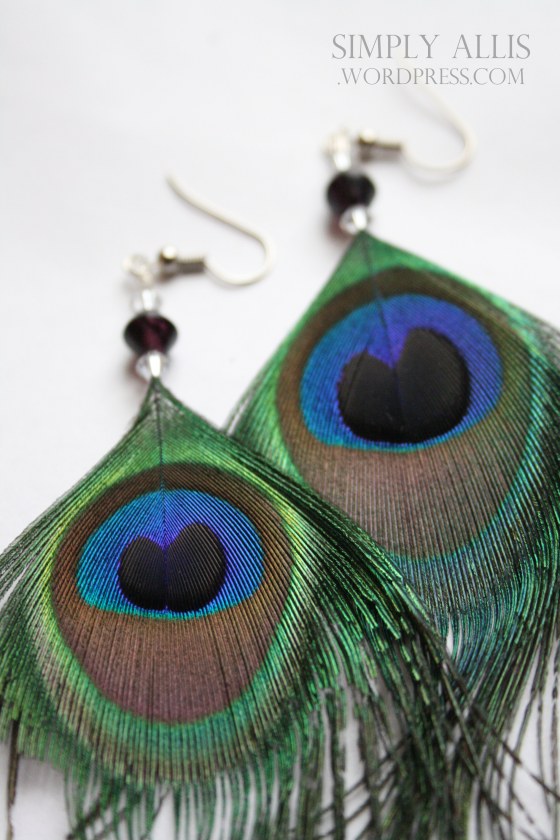 Peacock feather earrings