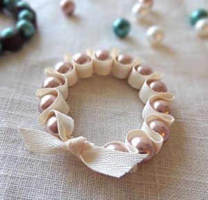 Ribbon and Pearl Stretch Bracelet