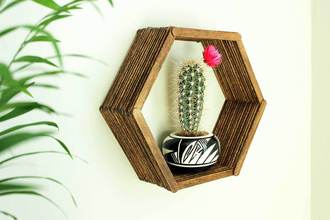 Popsicle Stick Hexagon Shelves