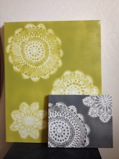 Spray Painted Doily Canvas