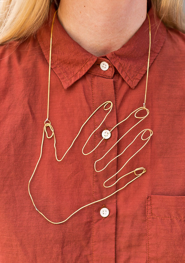wire hand necklace