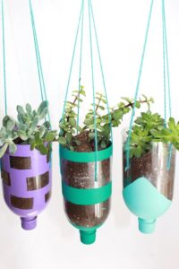 Hanging Planters from Recycled Water Bottles