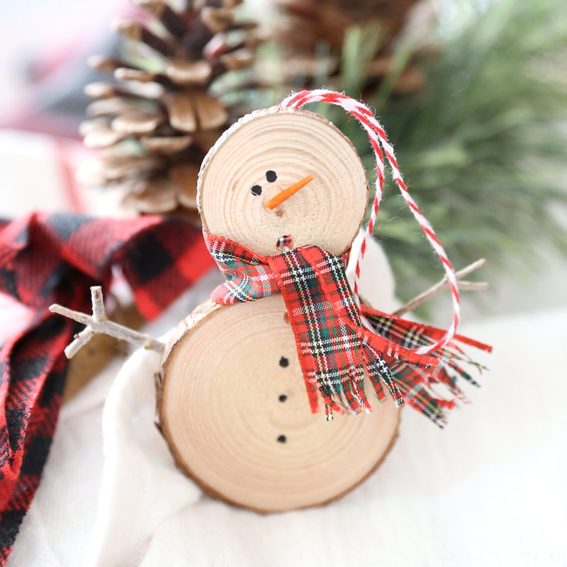 Wood Slice Snowman Ornament