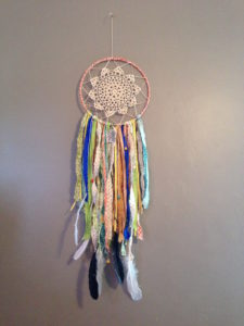 Fabric Scrap and Doily Dreamcatcher